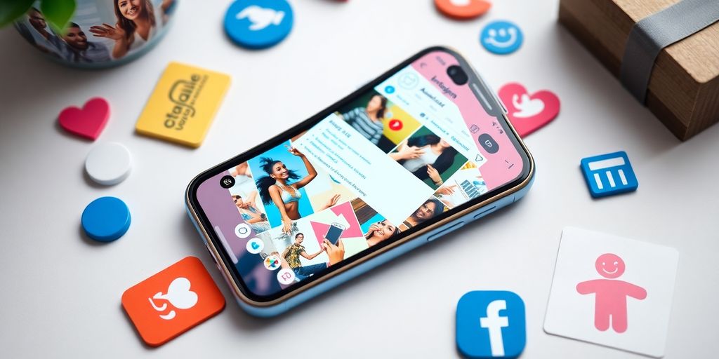 Smartphone with Instagram feed and affiliate marketing elements.