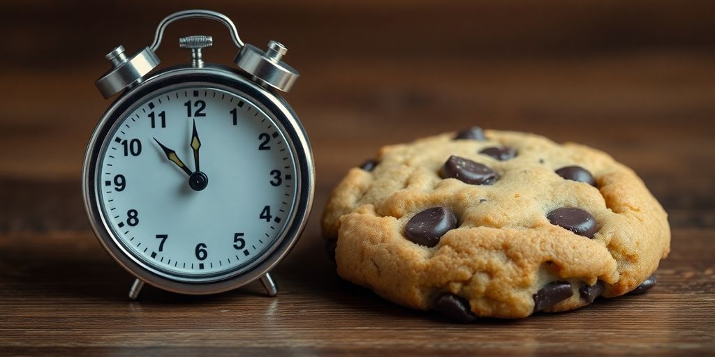 Close-up of a cookie and a timer.