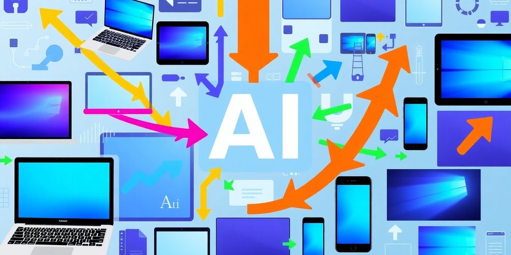 Collage of AI devices with arrows connecting them.