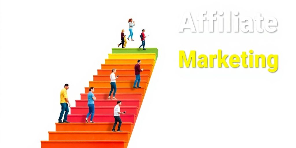 Diverse individuals climbing a colorful staircase together.