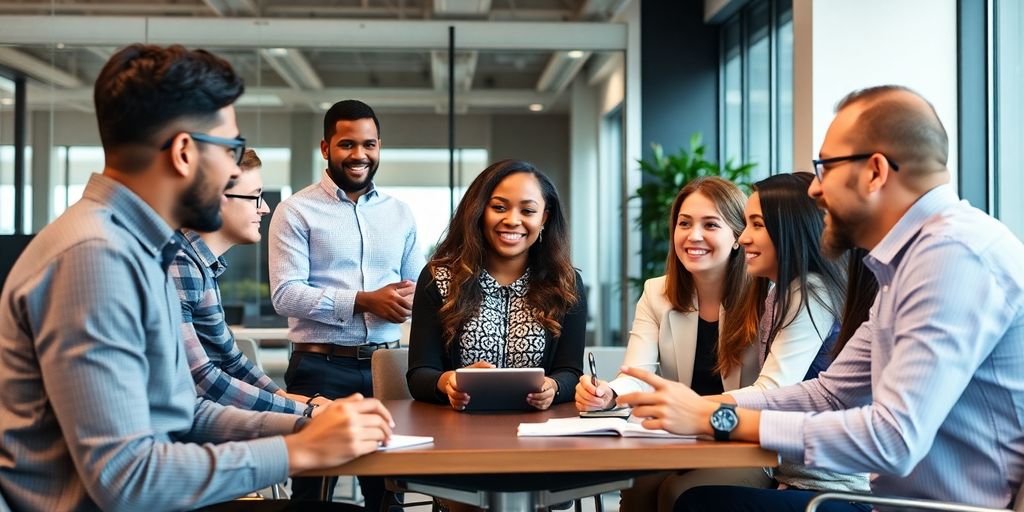 Group training session for AI receptionist affiliates.