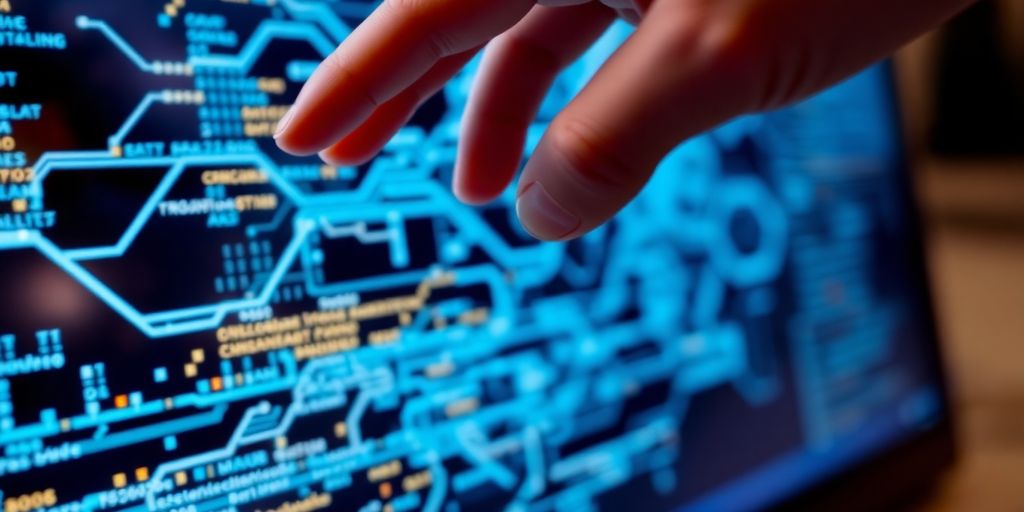 Close-up of a computer screen with digital patterns.