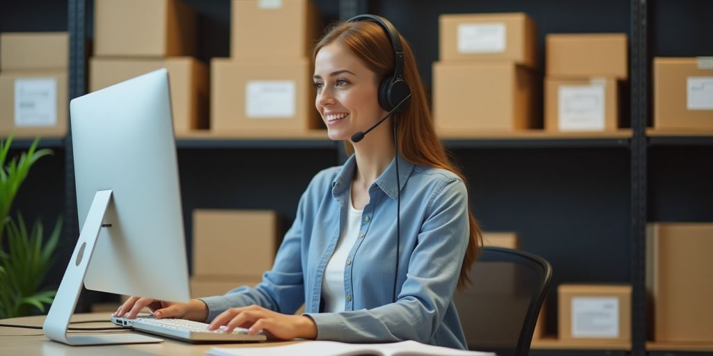 Customer service representative assisting with order status inquiries.