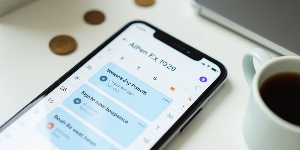 Smartphone with calendar reminders and coins on a desk.
