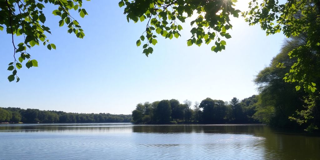 Serene lake landscape promoting mental well-being.