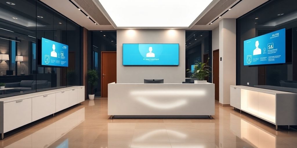 AI receptionist technology in a modern office setting