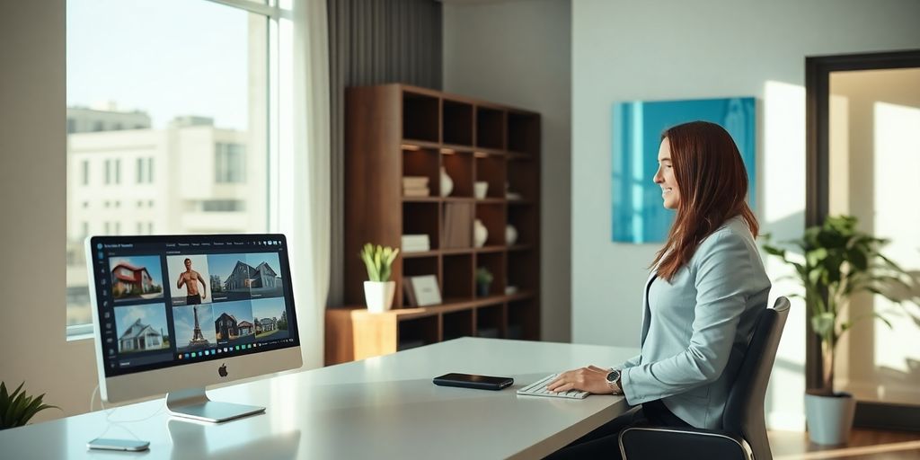 AI technology in a modern property management office.