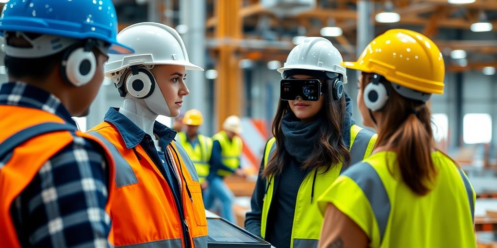 AI receptionist helping construction workers on site.