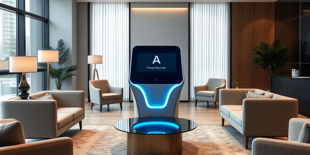 AI receptionist in a modern office environment.
