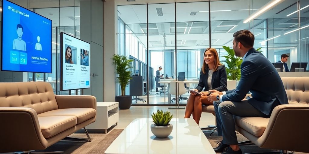 Digital assistant in a professional office environment.