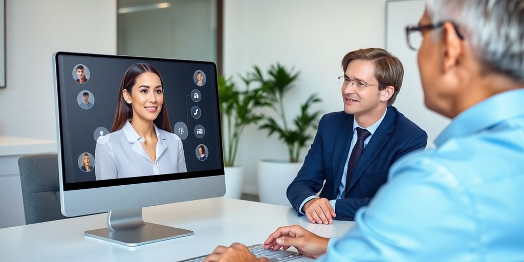 AI receptionist in a financial advisory office setting.