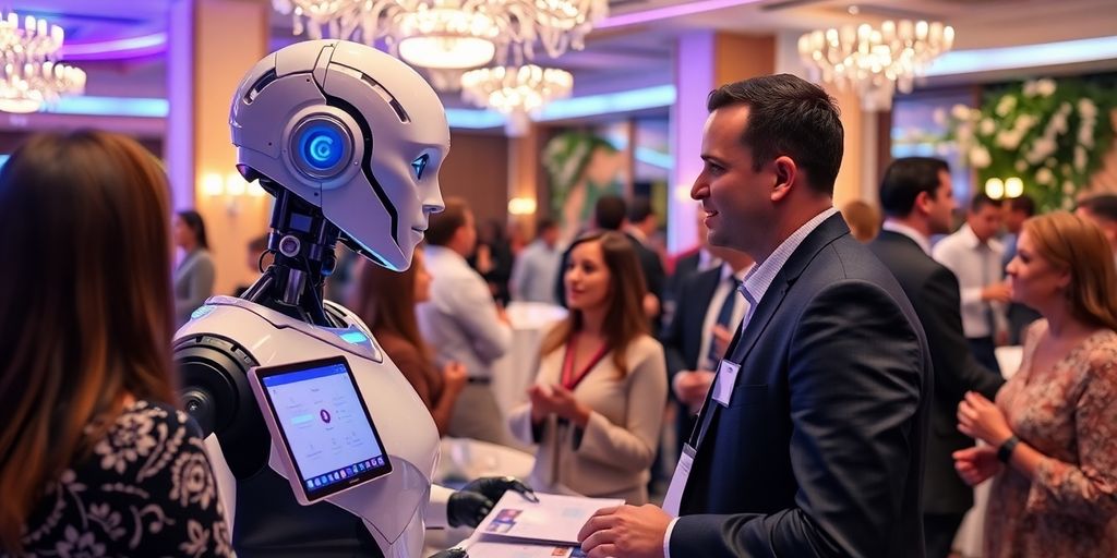 AI receptionist assisting attendees at an event.