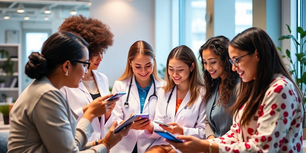 Wellness providers using AI technology in a modern setting.