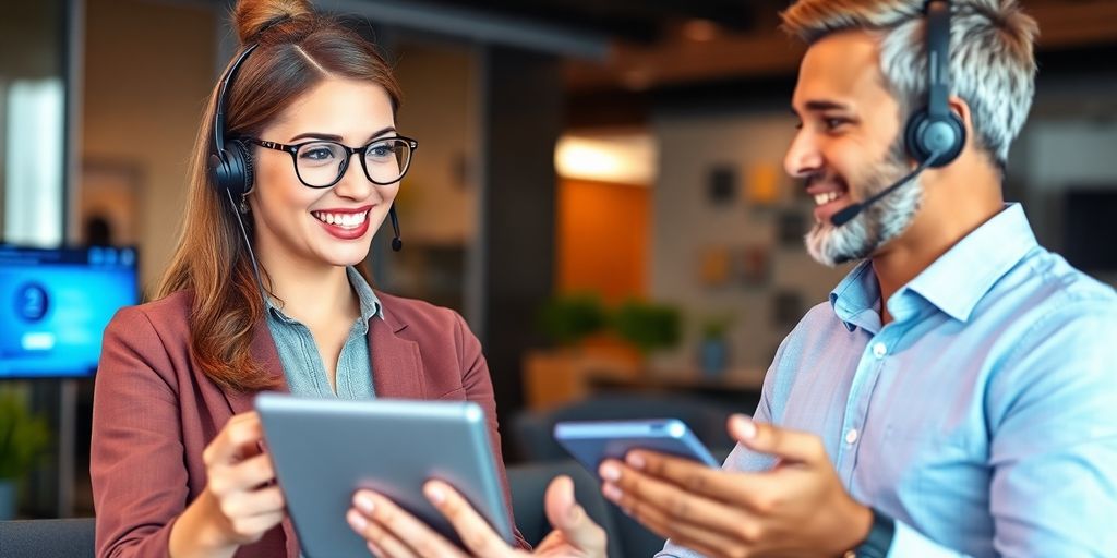 Customer service agent using AI technology in finance.