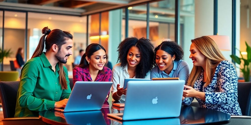 Diverse team of event planners collaborating in a conference room.
