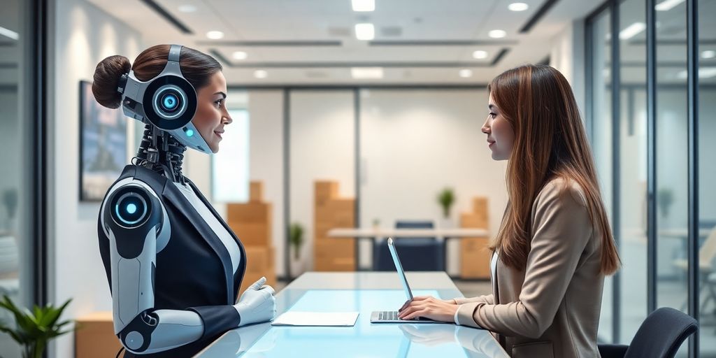 AI receptionist assisting a customer in a moving company.