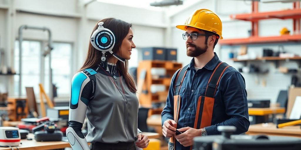 AI receptionist in a modern electrical contractor's office.