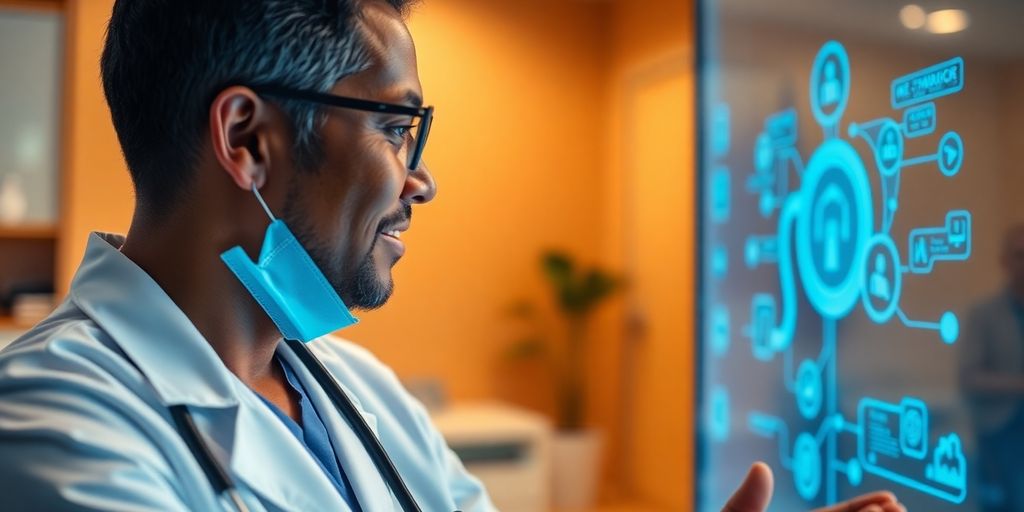 Doctor and patient interaction in a modern medical setting.