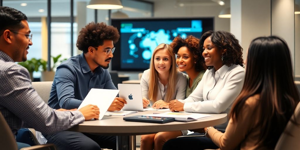 Business professionals engaged in a productive meeting.