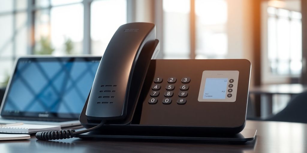 AI phone receptionist system in a modern office.