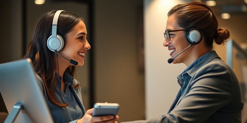 AI text agent assisting a customer in service environment.