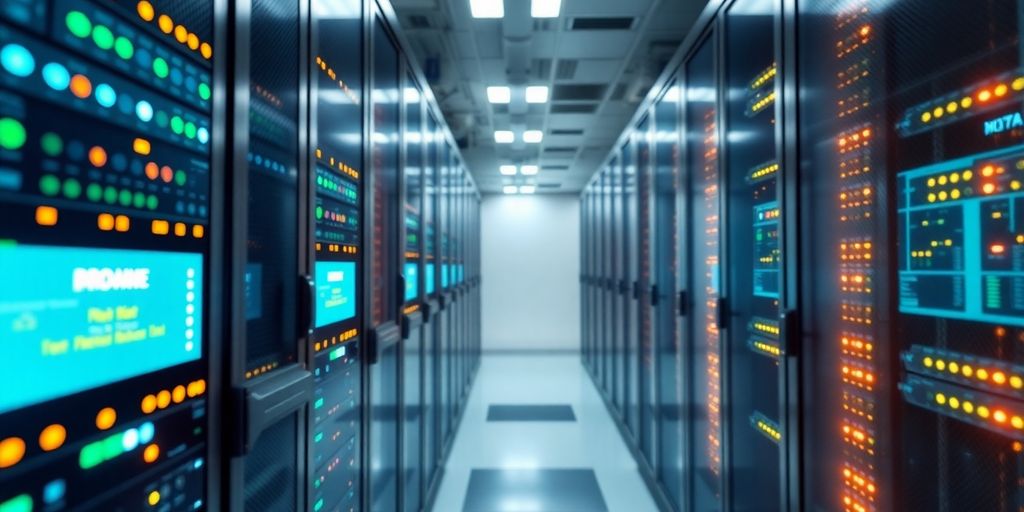 Modern data center highlighting privacy and AI security.