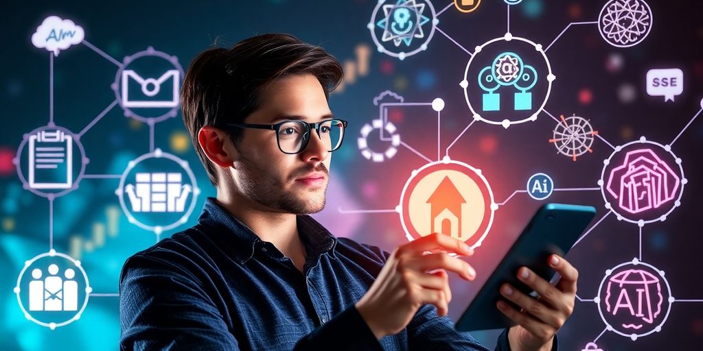 Person using technology for AI marketing success.