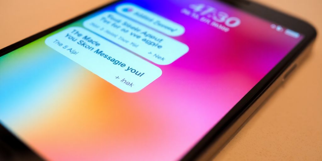 Smartphone displaying modern texting interface with vibrant colors.