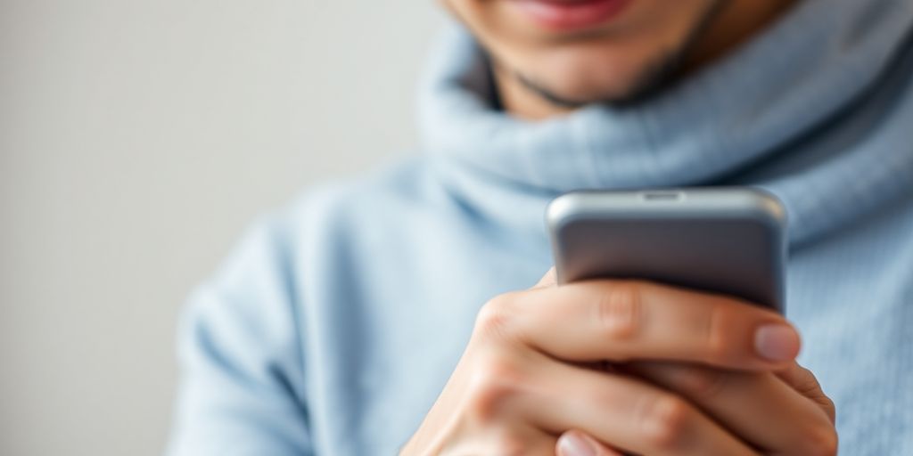 Person interacting with voice AI on a smart device.