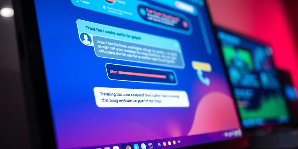 Chatbot interface on a computer screen with engaging design.