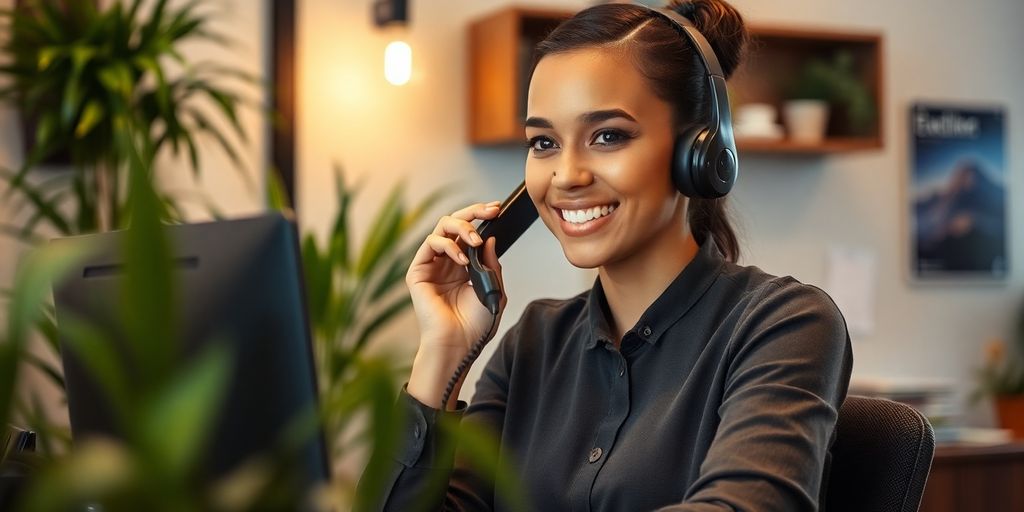 Customer service representative in a small business office.