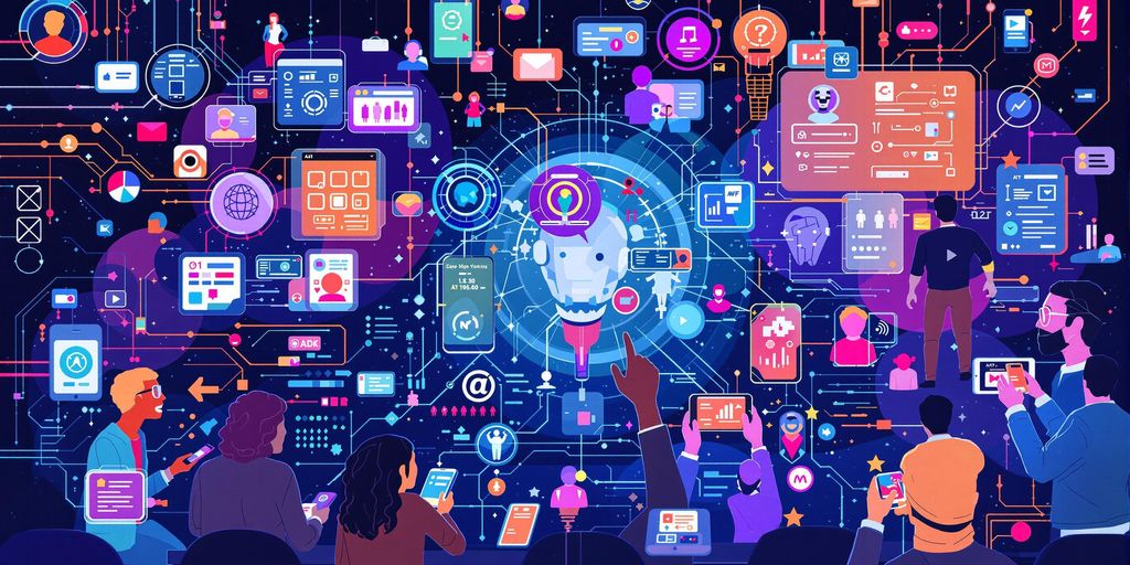 Diverse people interacting with AI technology and personalized devices.