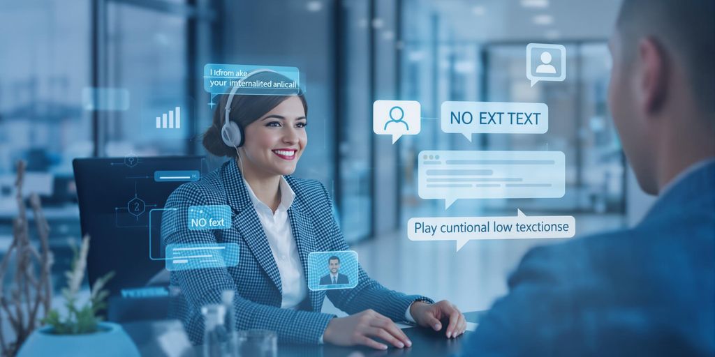 Virtual receptionist assisting customers online with AI technology.