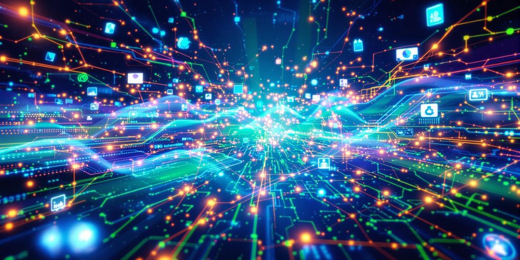 Futuristic digital landscape with glowing circuit patterns.