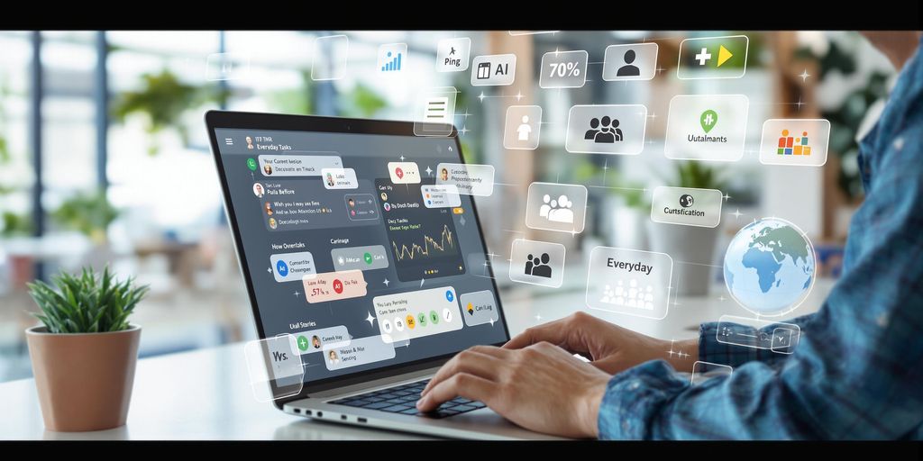 AI assistant working in a modern and efficient workspace.