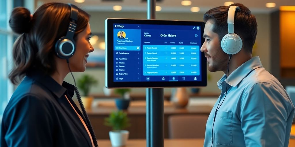 AI phone system with personalized order history display.