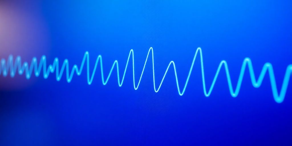 Digital voice waveform illustrating AI voice recognition technology.