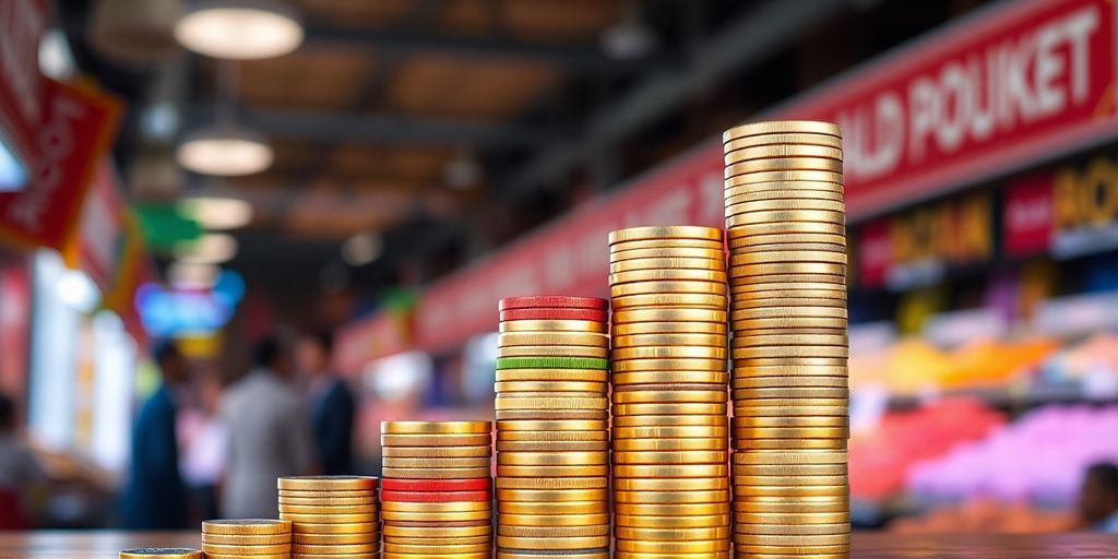 Colorful coins stack depicting profit growth in reselling.