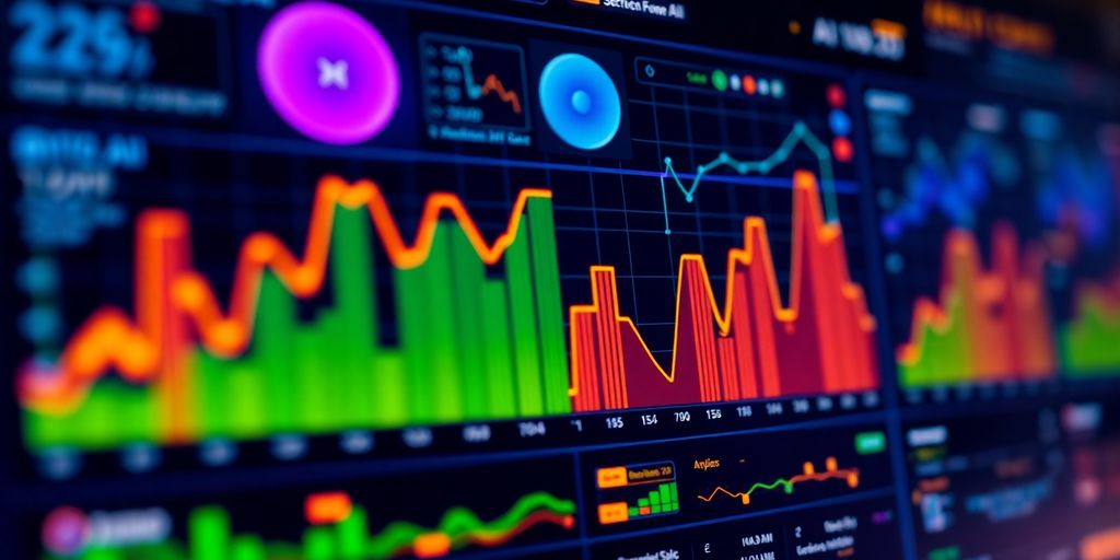 AI interface with glowing data analytics in a futuristic design.