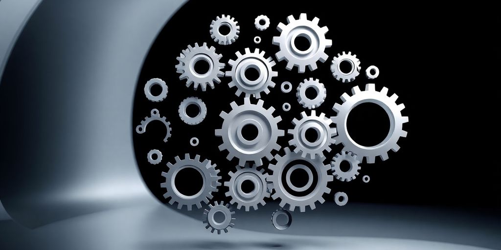 Interconnected gears symbolizing flexibility and adaptability in AI.