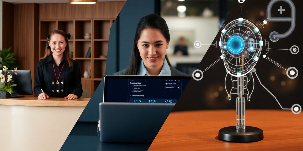 Comparison of traditional, virtual, and AI receptionists.