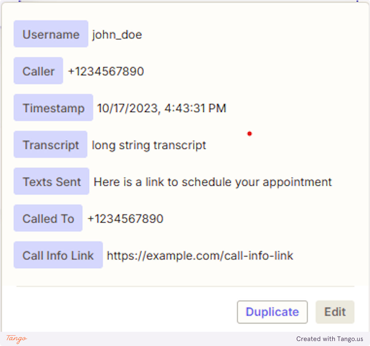 What information can you extract from the call?