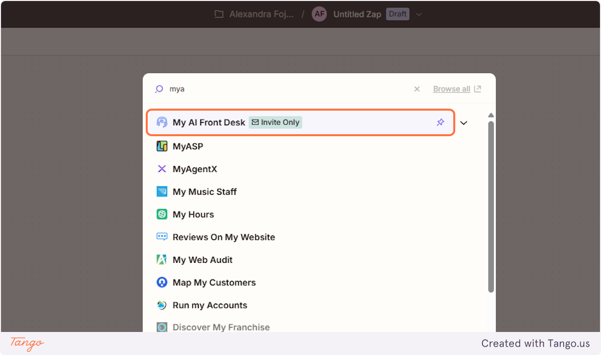 Click on the Receptionist