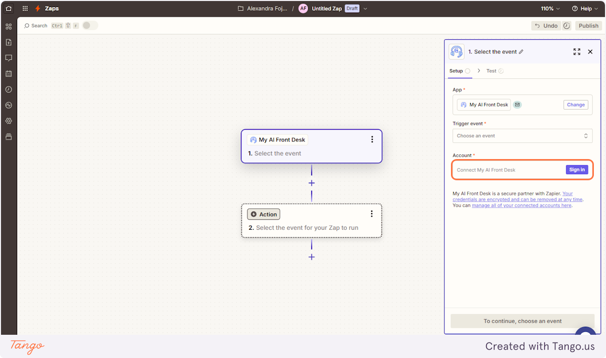 Sign in to the receptionist