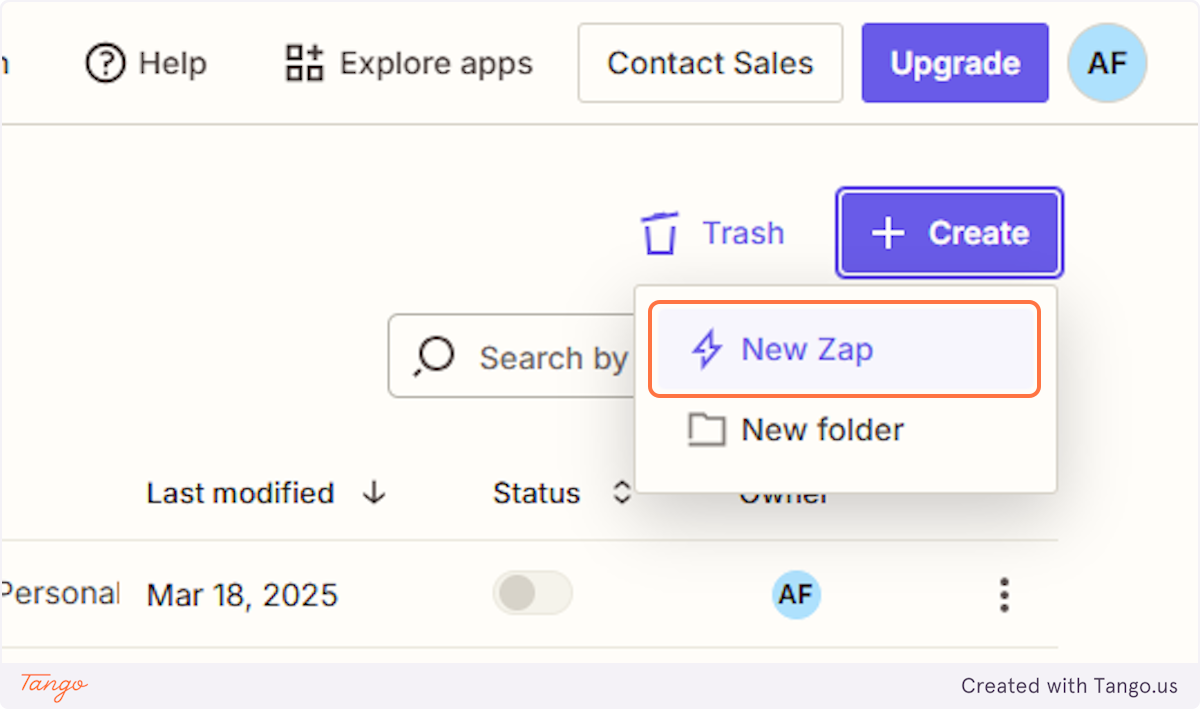Start building your Zap