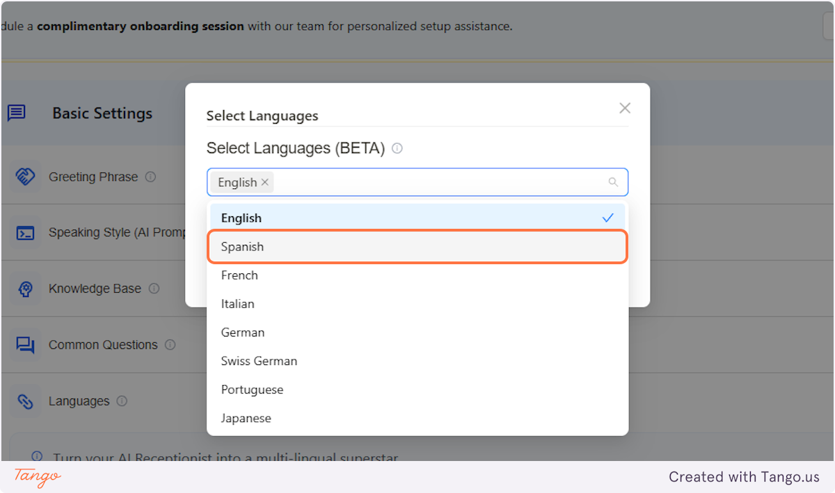 Click on the language you want to add