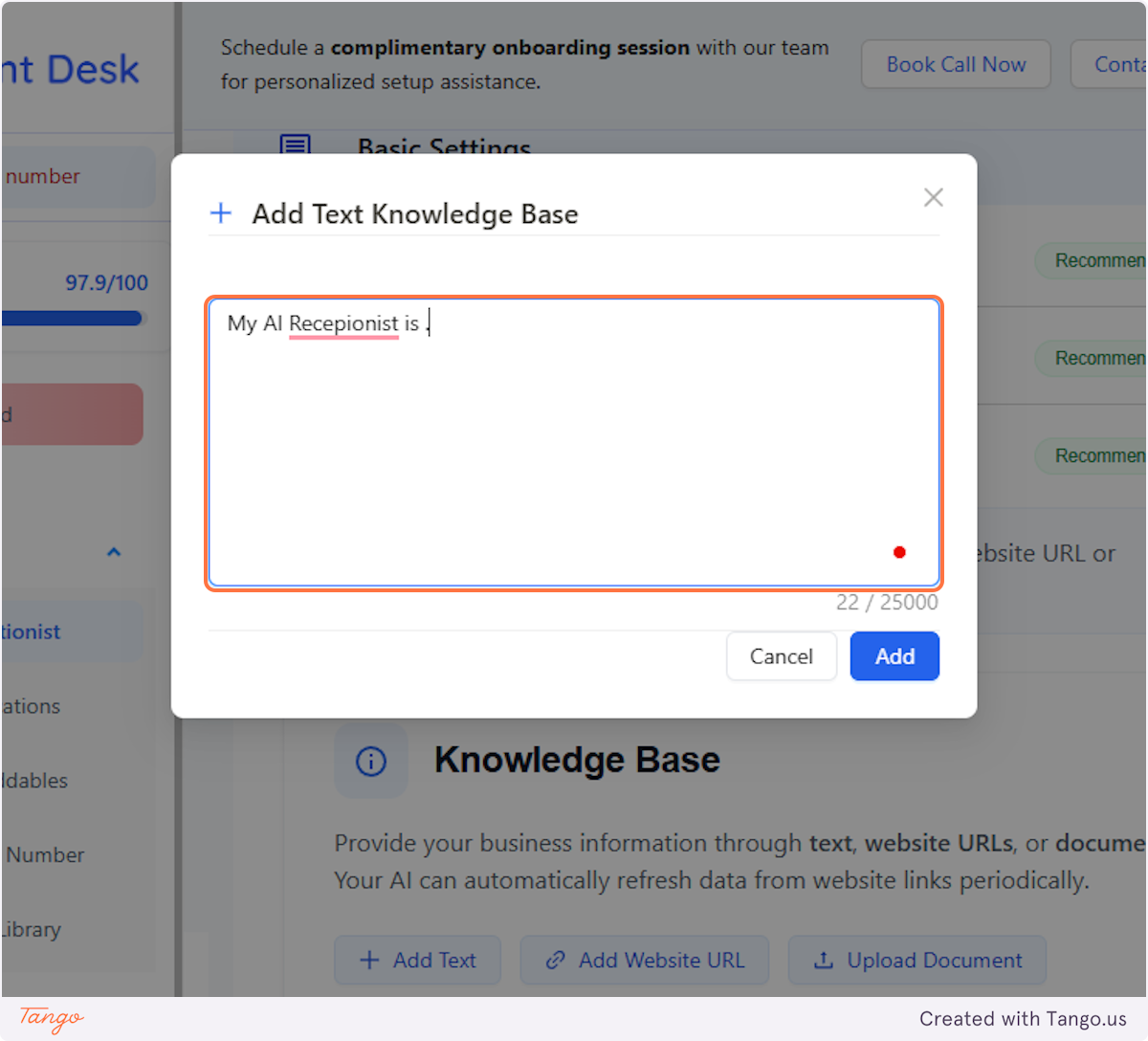 For Text Knowledge Base Option