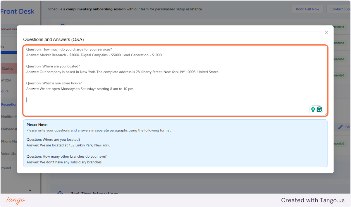 Add your FAQs or common quesitons