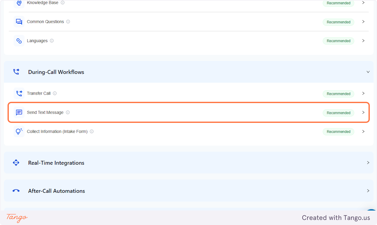 Click on Send Text Message