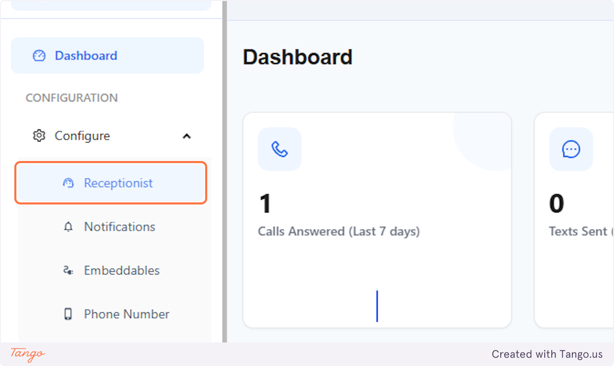 Click on Receptionist